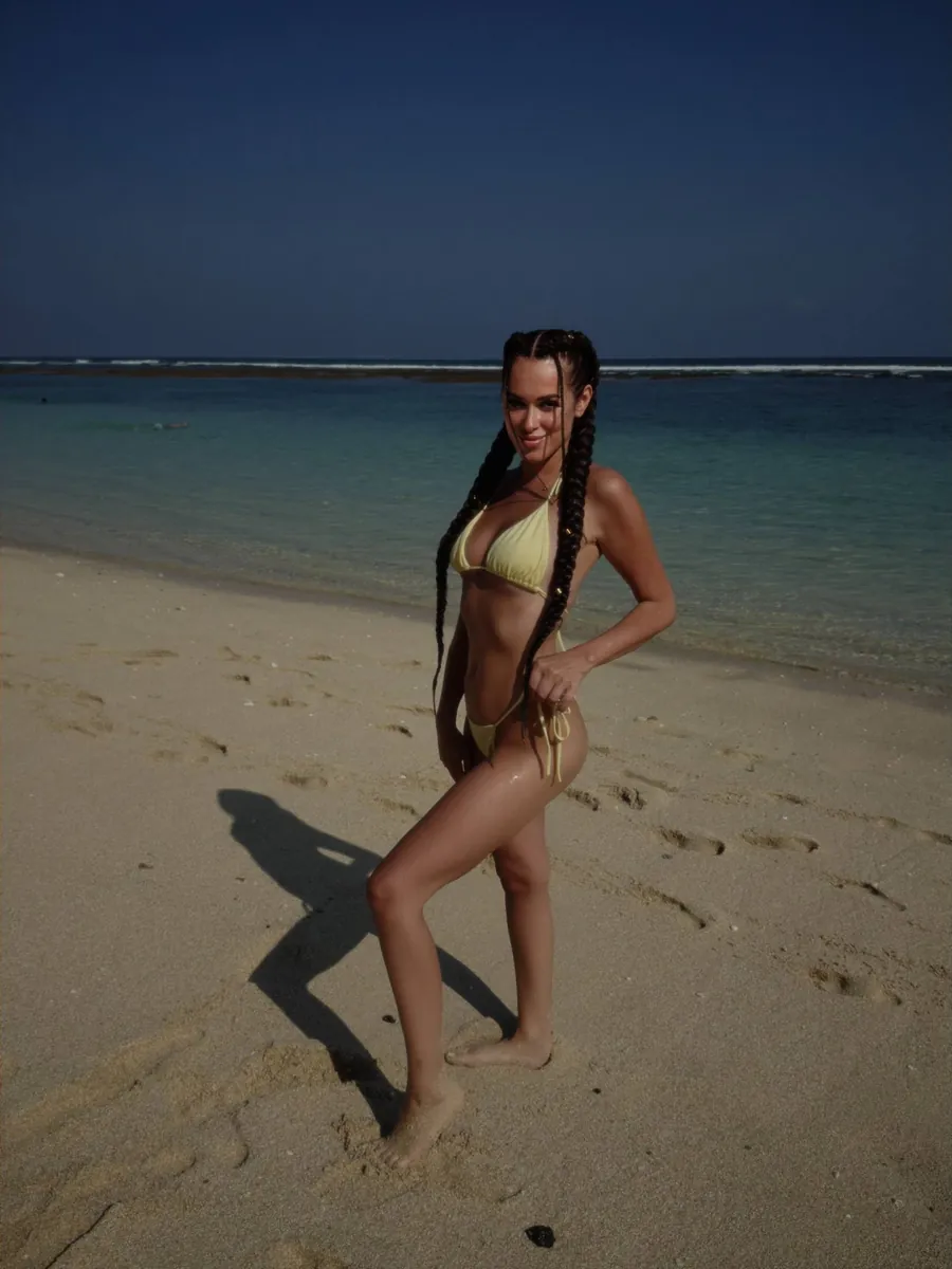 One of the participants on a beach.